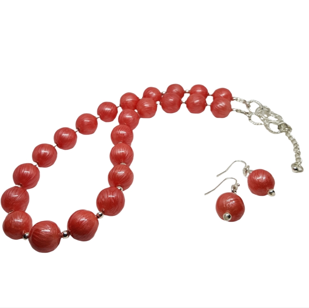Coral Shell Pearl Beaded Duo Set